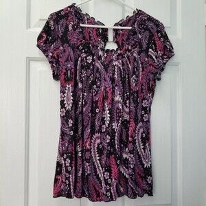 New Directions Floral Open Back Blouse XL